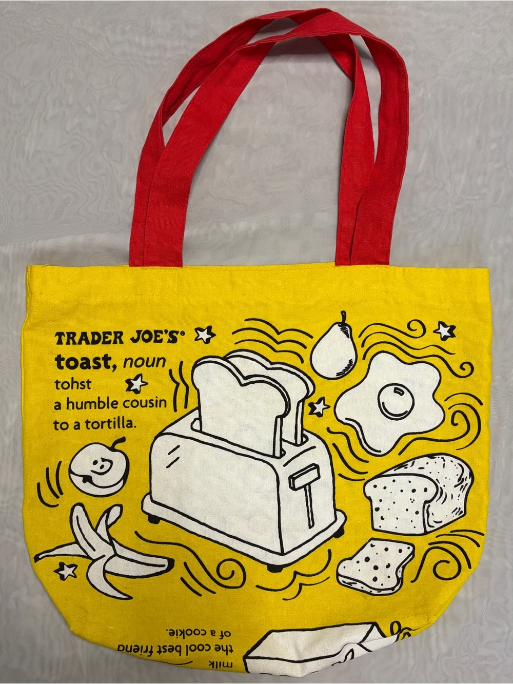Trader Joe's Limited Edition Breakfast Waffle & Toast Reusable Canvas Tote Bag - Picture 2 of 5